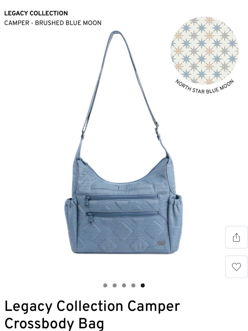 NWT- lug Quilted Crossbody Bag - Brushed Blue Moon